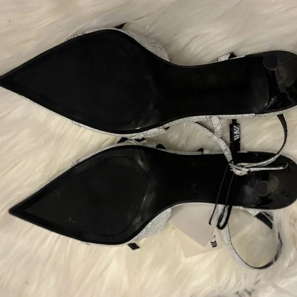 Zara 7.5 Women's Textured White Slingback Heels, brand new. - Picture 6 of 6